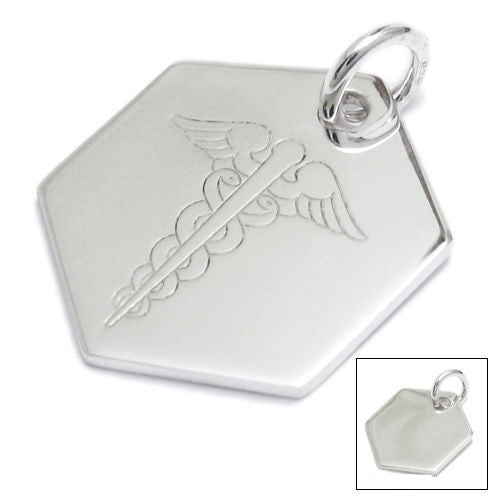 Dashing Sterling Silver Personalized Caduceus Medical Pendant with Necklace Options