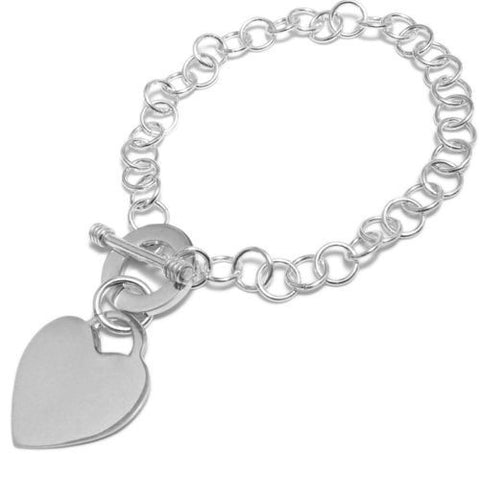 Unique Personalized Heart Tag Pendant Bracelet - 4 Lengths | Wholesale 925 Sterling Silver Jewelry | Main