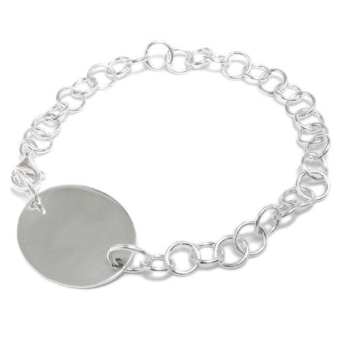 Unique Personalized Oval Tag Pendant Bracelet - 9 Inch | Wholesale 925 Sterling Silver Jewelry | Main
