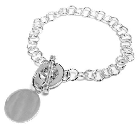 Special Personalized Round Tag Pendant Bracelet - 9 Inch | Wholesale 925 Sterling Silver Jewelry | Main