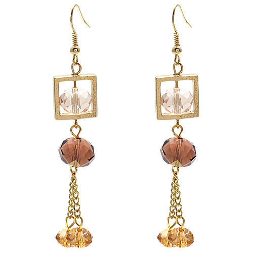 Pink, purple, & orange crystals dangling hook earrings | Wholesale Fashion Jewelry | Item photo