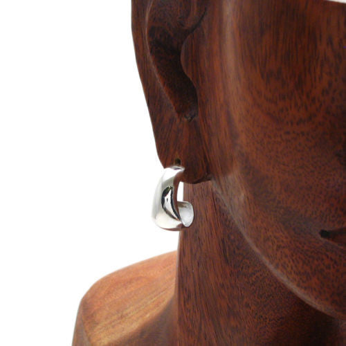 Plain Cigar Band Half Hoop Post Earrings | Wholesale Sterling Silver Jewelry | Alternate