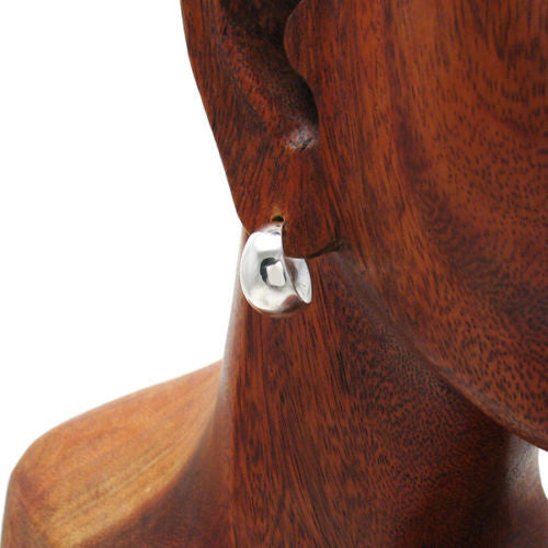 Gorgeous Plain Cigar Band Post Earrings in 17mm | Wholesale Sterling Silver Jewelry | Alternate