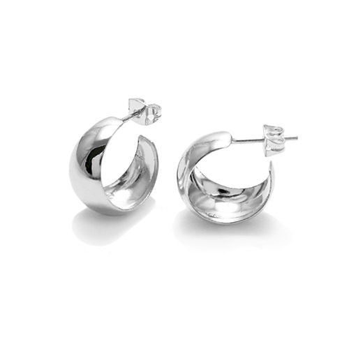 Gorgeous Plain Cigar Band Post Earrings in 17mm | Wholesale Sterling Silver Jewelry | Main