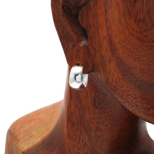 Stylish Plain Cigar Band Post Earrings in 18mm | Wholesale Sterling Silver Jewelry | Alternate