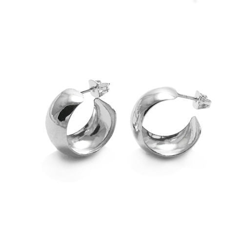 Stylish Plain Cigar Band Post Earrings in 18mm | Wholesale Sterling Silver Jewelry | Main