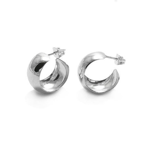 Stylish Plain Cigar Band Post Earrings in 18mm | Wholesale Sterling Silver Jewelry | Main