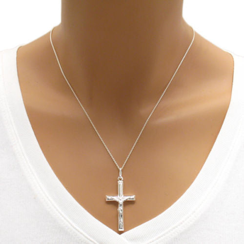 Simple Crucifix Cross Charm Pendant | Wholesale 925 Sterling Silver Pendant - Jewelry | Alternate