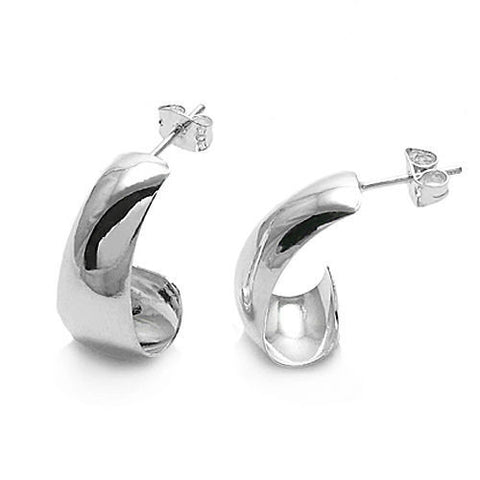 Plain Drop Down Curl Post Earrings in 20mm | Wholesale Sterling Silver Jewelry | Main