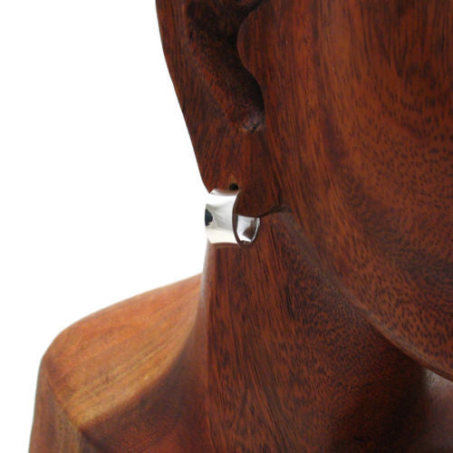 Plain Squared Huggie Post Earrings in 6x14mm | Wholesale Sterling Silver Jewelry | Alternate