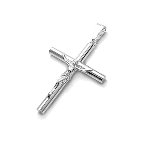 Plain Tubular Crucifix Cross Pendant | Wholesale 925 Sterling Silver Pendant - Jewelry | Main