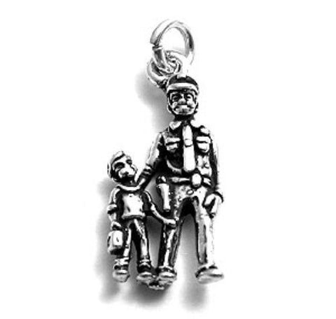 Policeman with Boy Charm | Wholesale 925 Sterling Silver Charms | Main