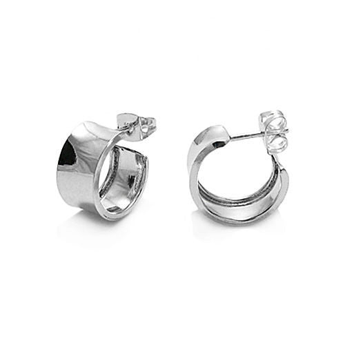 Concave hoop cuff style post earrings | Wholesale 925 Sterling Silver Jewelry | Item photo