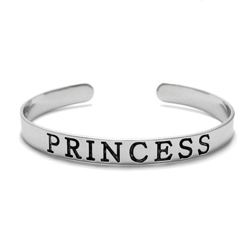 Royal "PRINCESS" Child's Cuff Bangle Bracelet - 6 Inch | Wholesale 925 Sterling Silver Jewelry 