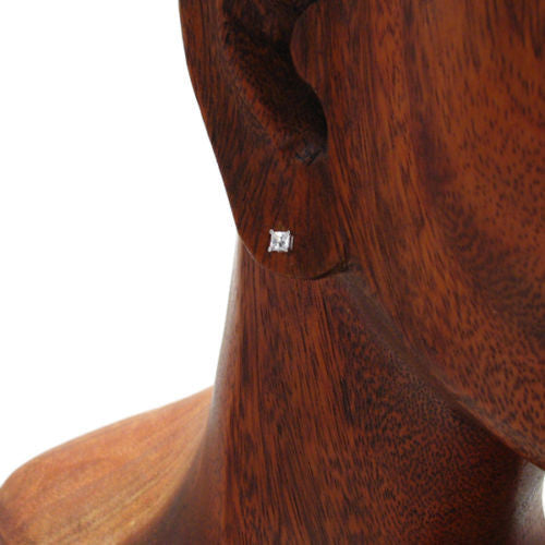 Princess Cut Square CZ Post Stud Earrings in 3mm | Wholesale Sterling Silver | Alternate