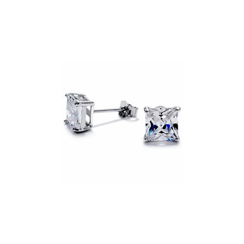 Princess Cut Square CZ Post Stud Earrings in 3mm | Wholesale Sterling Silver | Alternate