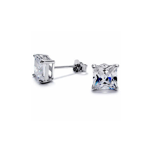 Princess Cut Square CZ Post Stud Earrings in 4mm | Wholesale Sterling Silver | Alternate