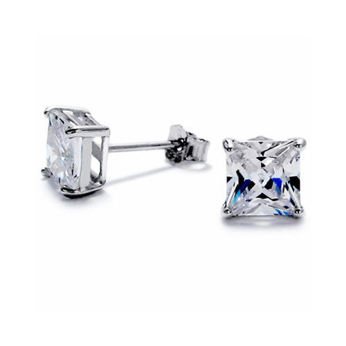 Princess Cut Square CZ Post Stud Earrings in 6mm | Wholesale Sterling Silver | Alternate