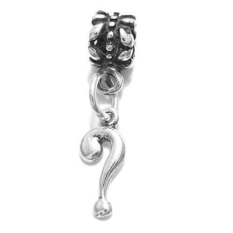 Question Mark Charm with Euro Bead | Wholesale 925 Sterling Silver Charms | Main