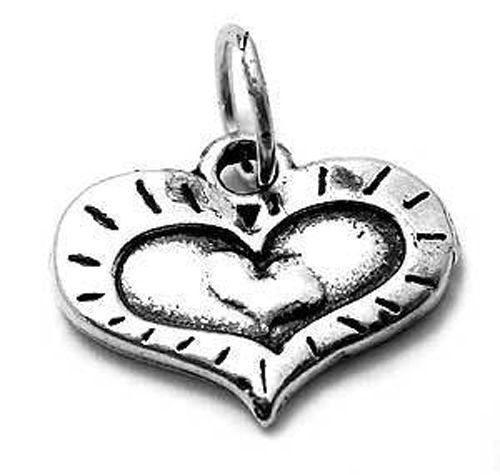 Dainty and Lovely Radiant Heart Charm. Wholesale Sterling Silver Charms - Jewelry