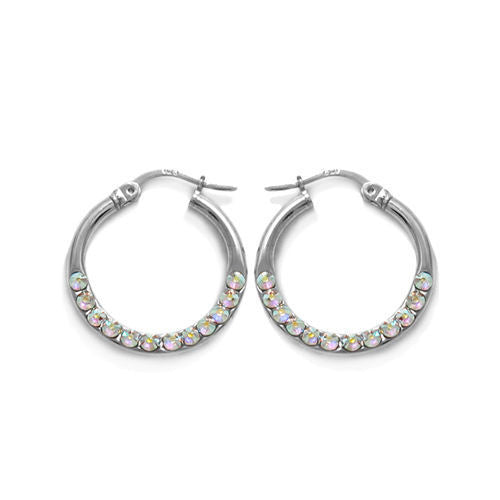 Flawless Rainbow Crystal Hoop Earrings in 23mm | Wholesale Sterling Silver Jewelry | Main