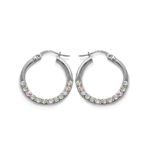 Flawless Rainbow Crystal Hoop Earrings in 23mm | Wholesale Sterling Silver Jewelry | Main