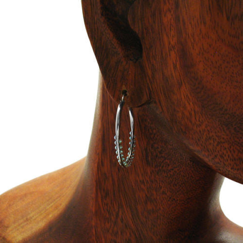 Flawless Rainbow Crystal Hoop Earrings in 33mm | Wholesale Sterling Silver Jewelry | Alternate