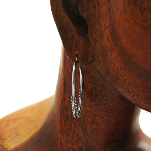 Sophisticated Rainbow Crystal Hoop Earrings in 43mm | Wholesale Sterling Silver Jewelry | Alternate