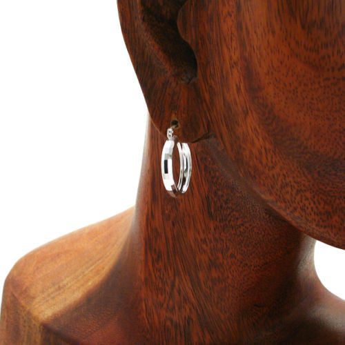 Beautiful Rectangle Faceted Round Hoop Earrings in 21mm | Wholesale Sterling Silver Jewelry | Alternate