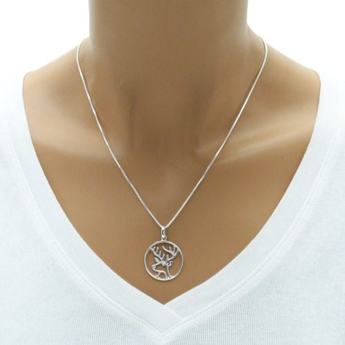 Wonderful Reindeer Head Cut-Out Pendant | Wholesale 925 Sterling Silver Pendant - Jewelry | Alternate