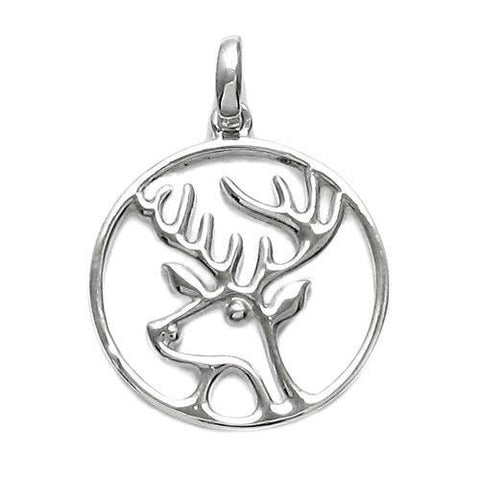 Wonderful Reindeer Head Cut-Out Pendant | Wholesale 925 Sterling Silver Pendant - Jewelry | Main