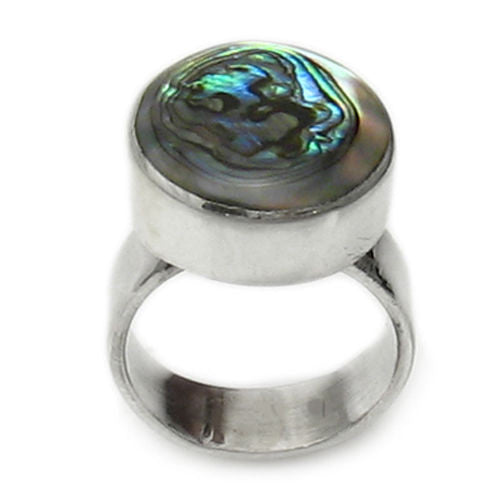 Art Deco inspired round abalone ring | Wholesale sterling silver rings - Jewelry | Main photo
