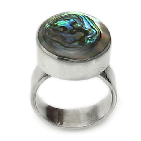 Art Deco inspired round abalone ring | Wholesale sterling silver rings - Jewelry | Main photo