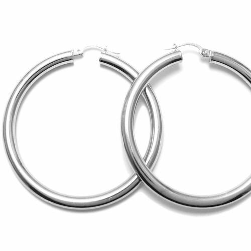 Rhodium 49mm Wide Plain Hoop Earrings | Wholesale Sterling Silver Jewelry | Alternate