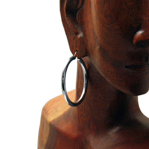 Rhodium 49mm Wide Plain Hoop Earrings | Wholesale Sterling Silver Jewelry | Alternate