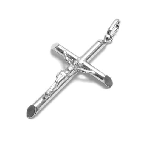 Classic Rhodium Finished Crucifix Cross Pendant | Wholesale 925 Sterling Silver Pendant - Jewelry | Main