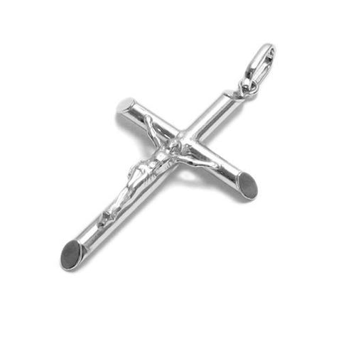 Classic Rhodium Finished Crucifix Cross Pendant | Wholesale 925 Sterling Silver Pendant - Jewelry | Main