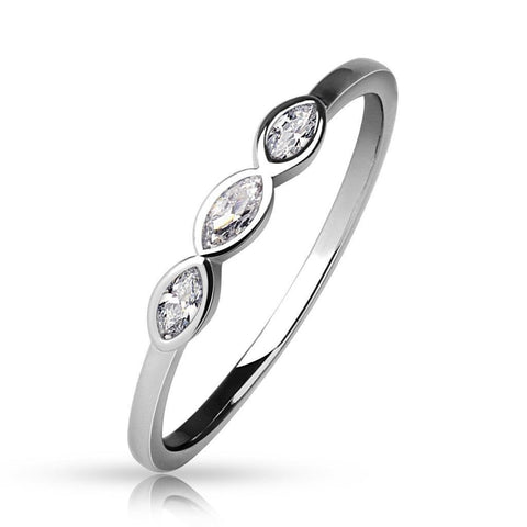 Classy Rhodium Finish Marquise Cut 0.15 Carat CZ Ring | Wholesale 925 Sterling Silver Charms | Main