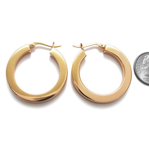 Rose Gold 30mm  Squared Plain 4mm Hoop Earrings | Wholesale Sterling Silver Jewelry | Alternate