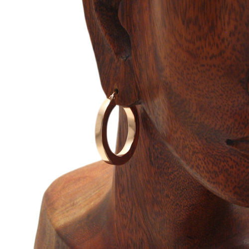 Rose Gold 30mm  Squared Plain 4mm Hoop Earrings | Wholesale Sterling Silver Jewelry | Alternate