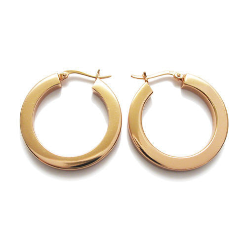 Rose Gold 30mm  Squared Plain 4mm Hoop Earrings | Wholesale Sterling Silver Jewelry | Alternate