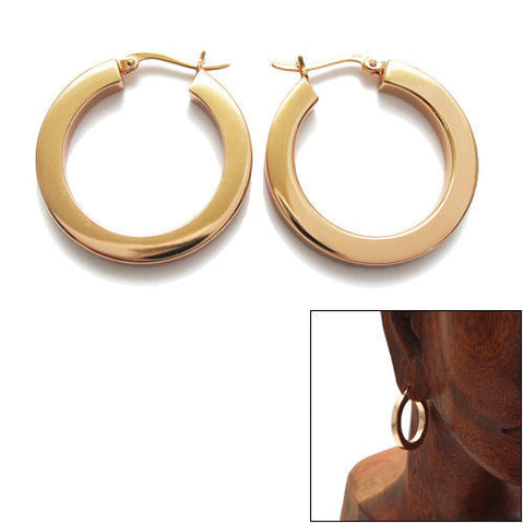 Rose Gold 30mm  Squared Plain 4mm Hoop Earrings | Wholesale Sterling Silver Jewelry | Main