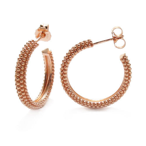 Rose Gold 4mm Popcorn Style Round Hoop Post Earrings | Wholesale Sterling Silver Shoes Jewelry | Main