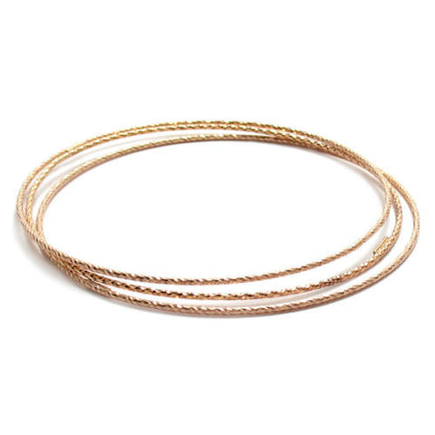 Pretty Faceted Round Rose Gold Bangle Bracelets - 7.5 Inch | Wholesale 925 Sterling Silver Jewelry | Main