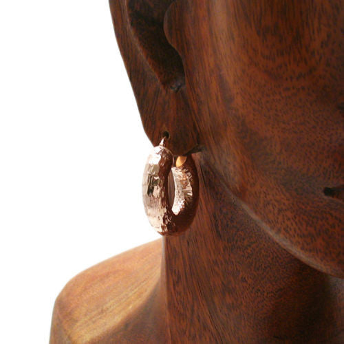 Rose Gold 8mm Wide Hammered Hoop Earrings | Wholesale Sterling Silver Jewelry | Alternate