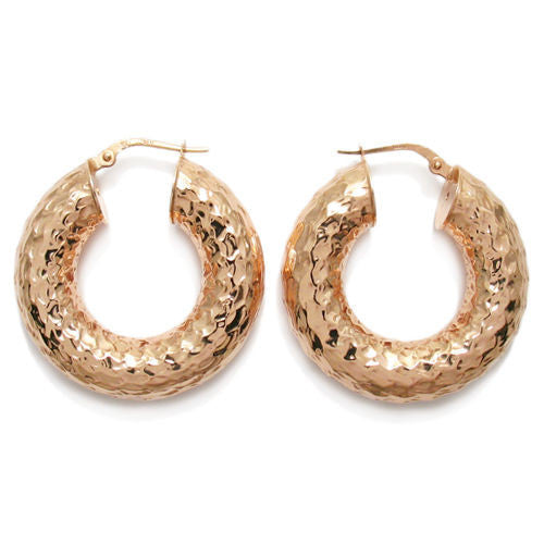 Rose Gold 8mm Wide Hammered Hoop Earrings | Wholesale Sterling Silver Jewelry | Alternate