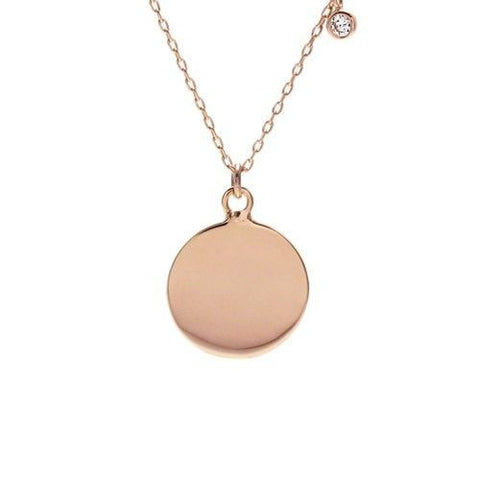 Lovely Rose Gold Engravable Pendant Necklace with 0.05 Carat CZ - 18 Inch | Wholesale 925 Sterling Silver Jewlery | Main