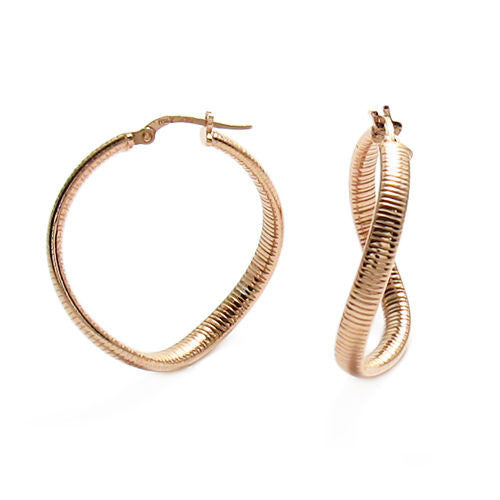 Rose Gold Omega Twisting Hoop Earrings | Wholesale Sterling Silver Jewelry | Main