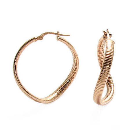 Rose Gold Omega Twisting Hoop Earrings | Wholesale Sterling Silver Jewelry | Main