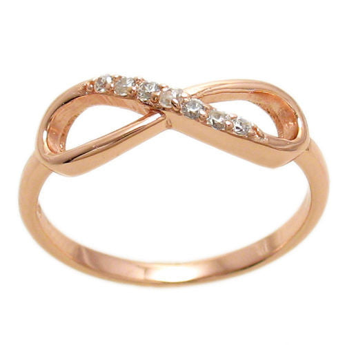 Graceful rose gold plated infinity ring with CZ sparkle | Wholesale sterling silver rings - Jewelry | Main photo
